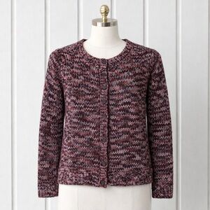 LOFT Marled Knit Button-Front Cardigan Sweater | Size M